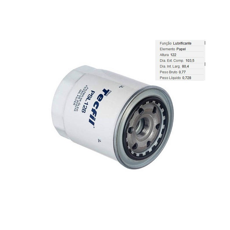 FILTRO LUBRIF /OLEO - TECFIL - PSL128
