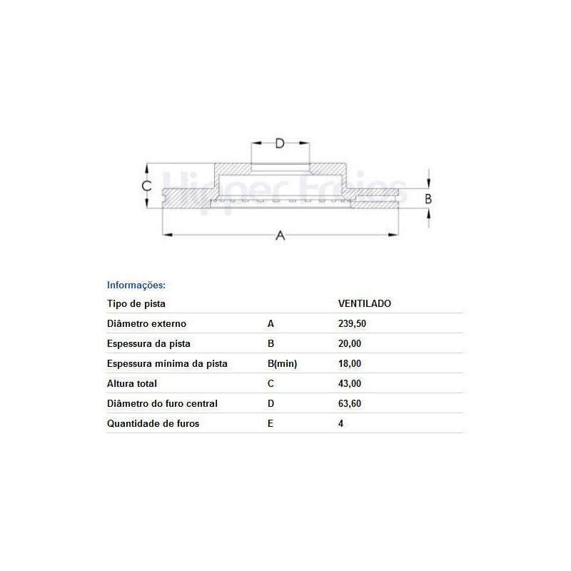 DISCO FREIO DIANTEIRO - FREMAX - BD1064