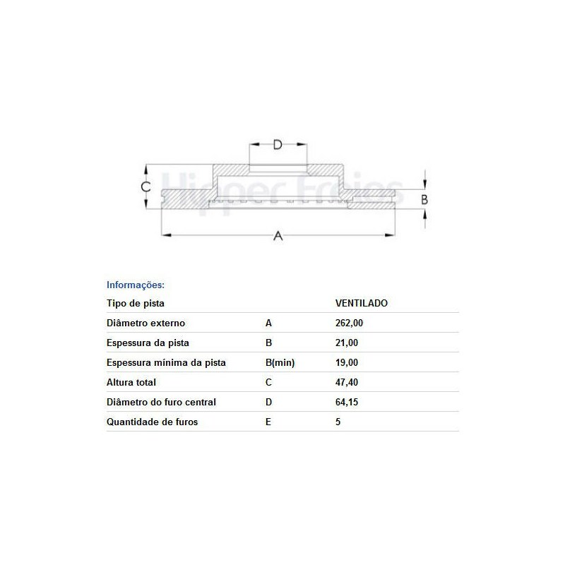 DISCO FREIO DIANTEIRO - HIPERFREIO - HF700A