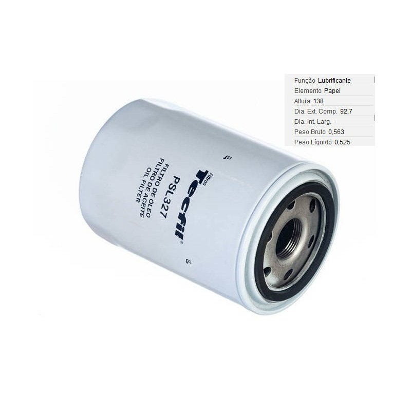 FILTRO LUBRIF /OLEO - TECFIL - PSL327 TECFIL