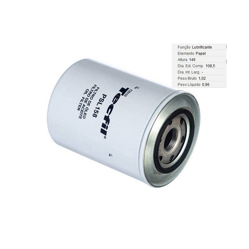 FILTRO LUBRIF /OLEO - TECFIL - PSL158