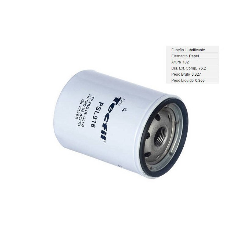 FILTRO LUBRIF /OLEO - TECFIL - PSL916